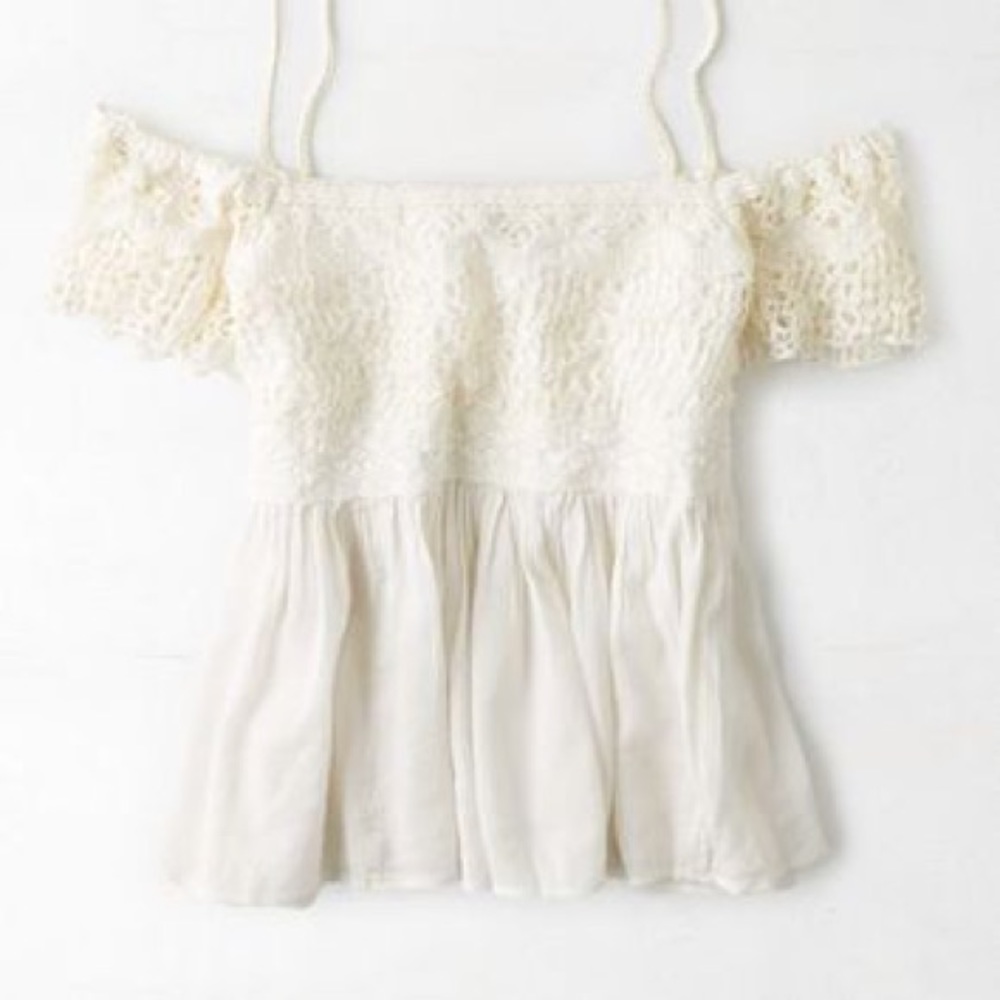 American Eagle Off the Shoulder Crochet Top